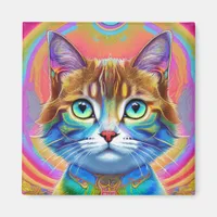 Whimsical Mystical Colorful Cat Magnet