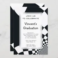 Black Checks Graduation Party Invitation