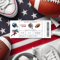 All American Boy Football Ticket Birthday Party Invitation