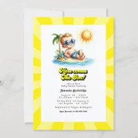 Retro Sunny Beach "Here Comes the Son" Baby Shower Invitation