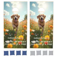 Family photo pet quote making memories cornhole set