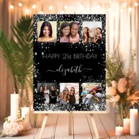 Birthday photo collage black silver glitter BFF Foam Board