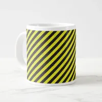 Thin Black and Yellow Diagonal Stripes Giant Coffee Mug