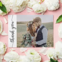 Modern Calligraphy 2 Photo Wedding Thank You Card