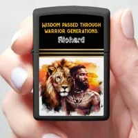 Warrior and noble lion unite at sunset zippo lighter