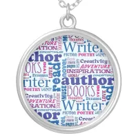 Fun Authors Pattern Silver Plated Necklace