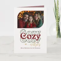 Vintage Noel Cozy Vibes Retro Christmas Photo Holiday Card
