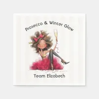 Prosecco & Winter Glow Christmas Bachelorette Napkins