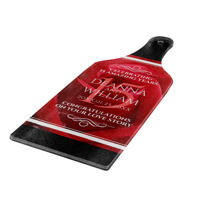 Elegant 15th Rose Wedding Anniversary Celebration Cutting Board