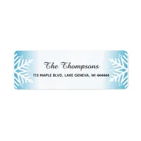Simple Elegant Snowflakes Blue Gradient Label
