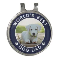 World's Best Dog Dad Paw Prints Pet Photo Navy Golf Hat Clip