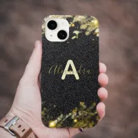 Gold Black Glittery Sparkly Stylish Modern Glam Case-Mate iPhone 14 Case