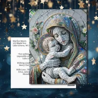 Virgin Mary and Baby Jesus | Mosaic Statue Postcard