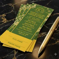 Elegant Green Gold 10-Year Class Reunion Raffle Tickets