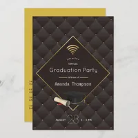 Elegant Black and Gold Virtual Graduation Party Invitation