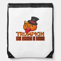 Spooky Trumpkin Halloween Top Hat & Tongue Out– Is Drawstring Bag