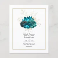 Turquoise and Gold Floral Wedding Flyer