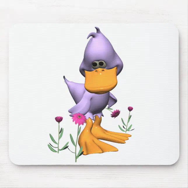 Cute and Shy Purple Cartoon Duck Mouse Pad