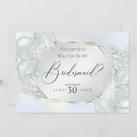 Icy Blue Shimmery Will You Be My Bridesmaid Invitation