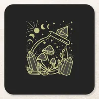 Goblincore Aesthetic Cottagecore Academia Mushroom Square Paper Coaster