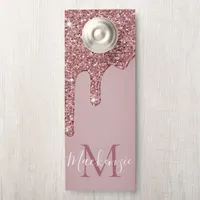Rose Gold Sparkle Glam Glitter Drips Door Hanger
