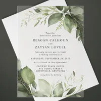 Elegant Eucalyptus Leaves Modern Wedding Acrylic Invitations