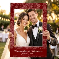 3D Dark Red Daisies Personalized Wedding Photo Selfie Frame