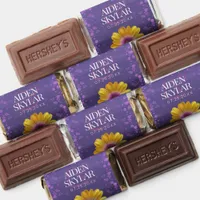 Elegant Golden Daisy with Purple Glitter Wedding Hershey's Miniatures