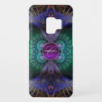 Purple Feathers Fractal Art Monogram Custom Name Case-Mate Samsung Galaxy S9 Case