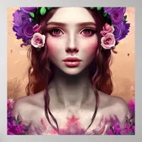 Beautiful Enchantress Fantasy AI Art   Poster