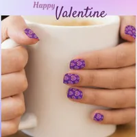 Beautiful Purple Pink Hearts  Minx Nail Art