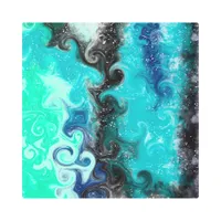 Teal, Blue and Black Fluid Art Marble Swirls  