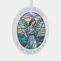 Ask, Believe, Receive Angel | Lilac, Aqua Stained  Glass Ornament