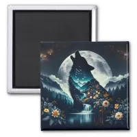 Howling Wolf | Full Moon Ai Art Magnet