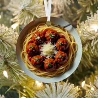 Realistic Spaghetti Personalized Christmas Metal Ornament