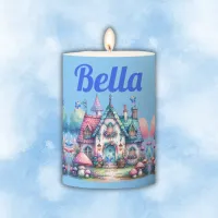 Pink & Blue Fairy Cottage Core Monogram on Blue | Pillar Candle