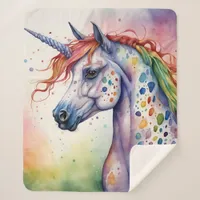 Gorgeous Watercolor Colorful Appaloosa Unicorn Sherpa Blanket