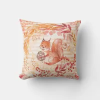 Adorable Autumn Squirrel Throw Pillow