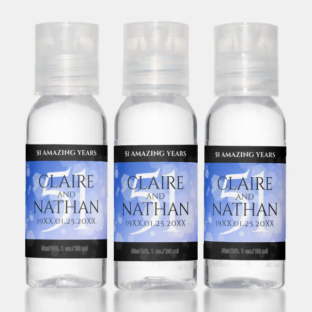 Elegant 51st Sapphire Wedding Anniversary Hand Sanitizer