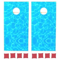 Aqua Water Pattern With Reflection Waves Cornhole Set