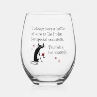 Wine for Special Occasions Funny Cat Stemless Wine Glass