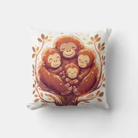 Jungle Harmony: Orangutan-Inspired  Throw Pillow