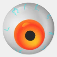 Orange Bloodshot Zombie Eyeball Halloween Classic Round Sticker