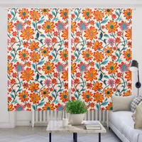 Whimsical Folk Art Flowers  Blackout Curtains