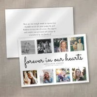 Forever in Our Hearts Photo Collage Funeral Thank You Card