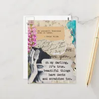 Beautiful Things and Quotes Mixed Media Collage Postcard