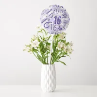 Sweet Sixteen Sparkle Word Cloud Purple ID265 Balloon