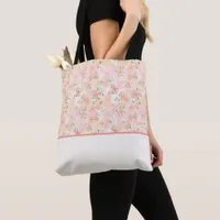 Abstract Watercolor Small Peach Pink Flowers Tote Bag