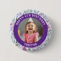 Personalized Age, Name and Photo Birthday  Button