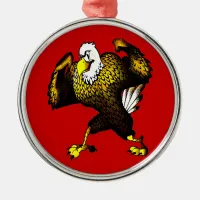 Cartoon Fighting Eagle Metal Ornament